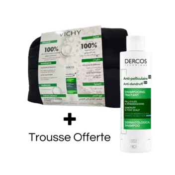 VICHY DERCOS SHAMPOINGANTI-PELLICULAIRE CHEVEUX GRAS 200ML + TROUSSE OFFERTE